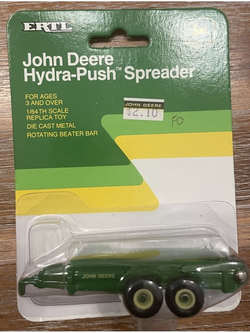 Vintage 1991 Ertl John Deere Tractor Implement Hydra-Push Spreader #574 1/64